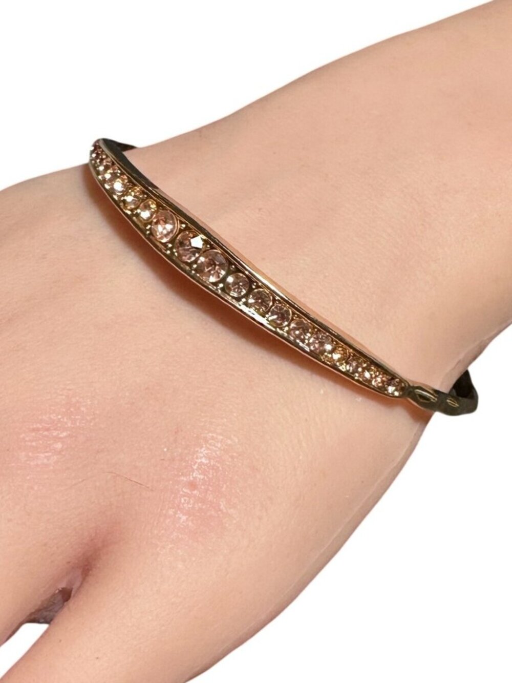 Bangle Bracelet Gold Tone Rhinestone Center Womens Costume Jewelry NWOT